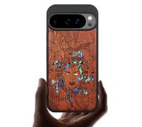 Carveit Magnetic Wooden Case for Pixel 10 / Pixel 10 Pro Case, Wood Artisan Engraved & Handmade Shell Inlaid, Compatible with MagSafe Wireless Chargers, The Medusa Enigma - Rosy