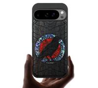 Carveit Magnetic Wooden Case for Pixel 10 / Pixel 10 Pro Case, Wood Artisan Engraved & Handmade Shell Inlaid, Compatible with MagSafe Wireless Chargers, The Haloed Crow - Blackwood