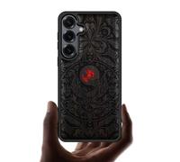 Carveit Magnetic Wooden Case for Samsung Galaxy S25 Case, Wood Artisan Engraved & Handmade Shell Inlaid, Compatible with MagSafe Wireless Chargers (Phoenix in Symmetry) Blackwood