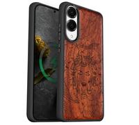 Carveit Magnetic Wooden Case for Samsung Galaxy S25 Edge Case 2025, TPU Shockproof Cover & Wood Artisan Engraved, Compatible with MagSafe Wireless Chargers (Medusa Enigma) Rosy