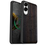Carveit Magnetic Wooden Case for Samsung Galaxy S25 Edge Case 2025, TPU Shockproof Cover & Wood Artisan Engraved, Compatible with MagSafe Wireless Chargers (Medusa Enigma) Blackwood