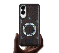 Carveit Magnetic Wooden Case for Samsung Galaxy S25 Edge Case, Wood Artisan Engraved & Handmade Shell Inlaid, Compatible with MagSafe Wireless Chargers (Archangel Solomon's Seals) Blackwood