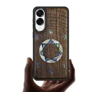 Carveit Magnetic Wooden Case for Samsung Galaxy S25 Edge Case, Wood Artisan Engraved & Handmade Shell Inlaid, Compatible with MagSafe Wireless Chargers (Archangel Solomon's Seals) Walnut