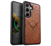 Carveit Magnetic Wooden Case for Samsung Galaxy S26 Case 2026, TPU Shockproof Cover & Wood Artisan Engraved, Compatible with MagSafe Wireless Chargers (Owl's Gaze) Rosy