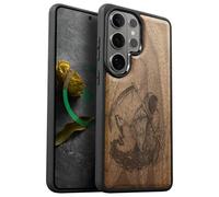 Carveit Magnetic Wooden Case for Samsung Galaxy S26 Ultra Case 2026, TPU Shockproof Cover & Wood Artisan Engraved, Compatible with MagSafe Wireless Chargers (The Grim Reaper) Walnut