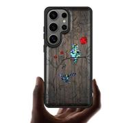Carveit Magnetic Wooden Case for Samsung Galaxy S26 Ultra Case, Wood Artisan Engraved & Handmade Shell Inlaid, Compatible with MagSafe Wireless Chargers (A Dance of Flora and Avian) Blackwood