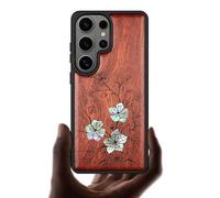 Carveit Magnetic Wooden Case for Samsung Galaxy S26 Ultra Case, Wood Artisan Engraved & Handmade Shell Inlaid, Compatible with MagSafe Wireless Chargers (Whispering Sakura Blooms) Rosy
