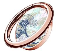 Carveit Natural Shells Cell Phone Ring Holder Metal Phone Kickstand Grip for iPhone 16 Pro Max/15/14 & Galaxy S23/S24/S25 Ultra & Pixel 8/9 -Rose Gold-Wave Reimagined