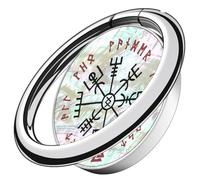 Carveit Natural Shells Cell Phone Ring Holder Metal Phone Kickstand Grip for iPhone 16 Pro Max/15/14 & Galaxy S23/S24/S25 Ultra & Pixel 8/9 -Silver-The Guiding Vegvisir