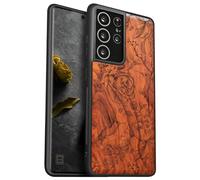 Carveit Wood Case for Galaxy S21 Ultra Case [Natural Wood & Black Soft TPU] Shockproof Protective Cover Unique Wooden Case Compatible with Samsung S21 Ultra (Life and Grace-Red Wood)