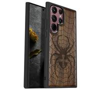 Carveit Wood Case for Galaxy S22 Ultra Case [Natural Wood & Black Soft TPU] Shockproof Protective Cover Unique & Classy Wooden Design Compatible with S22 Ultra (Web Weaver's Dominion-Walnut)