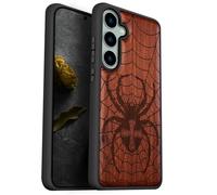 Carveit Wood Case for Galaxy S23 FE Case [Natural Wood & Black Soft TPU] Shockproof Protective Cover Unique Wooden Design Compatible with S23 FE (Web Weaver's Dominion-Rosy)