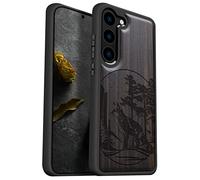 Carveit Wood Case for Galaxy S23 Plus Case 2023 [Natural Wood & Black Soft TPU] Shockproof Protective Cover Unique & Classy Wooden Case Compatible with S23 Plus Case (Fox and woods-Blackwood)