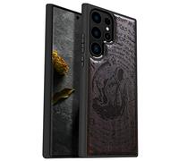 Carveit Wood Case for Galaxy S23 Ultra - Natural Wood & Black Soft TPU - Shockproof Protective Cover - Unique Wooden Case - The Grim Reaper of Carved-Blackwood