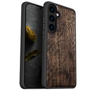 Carveit Wood Case for Galaxy S24 Case 2024 [Natural Wood & Black Soft TPU] Shockproof Protective Cover Unique Wooden Case Compatible with Samsung S24 Case (Rabbit Amidst Geometry-Walnut)