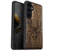 Carveit Wood Case for Galaxy S24 Case [Natural Wood & Black Soft TPU] Shockproof Protective Cover Unique Wooden Design Compatible with Samsung S24 (Web Weaver's Dominion-Walnut)