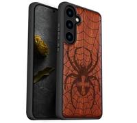 Carveit Wood Case for Galaxy S24 Case [Natural Wood & Black Soft TPU] Shockproof Protective Cover Unique Wooden Design Compatible with Samsung S24 (Web Weaver's Dominion-Rosy)