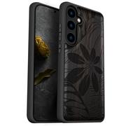 Carveit Wood Case for Galaxy S24 Case [Natural Wood & Black Soft TPU] Shockproof Protective Cover Unique Wooden Design Compatible with Samsung S24 (A Symphony of Jungle Foliage-Blackwood)