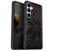 Carveit Wood Case for Galaxy S24 FE Case [Natural Wood & Black Soft TPU] Shockproof Protective Cover Unique Wooden Design Compatible with S24 FE (A Symphony of Jungle Foliage-Blackwood)