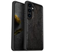 Carveit Wood Case for Galaxy S24 [Natural Wood & Black Soft TPU] Shockproof Protective Cover Unique Wooden Case Compatible with Samsung S24 (Tiger Amidst Flowers-Blackwood)