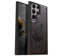 Carveit Wood Case for Galaxy S24 Ultra Case 2024 [Natural Wood & Black Soft TPU] Shockproof Protective Cover Unique Wooden Case Compatible with Samsung S24 Ultra (The Grim Reaper of Carved-Blackwood)