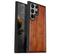Carveit Wood Case for Galaxy S24 Ultra Case [Natural Wood & Black Soft TPU] Shockproof Protective Cover Unique Wooden Design Compatible with Samsung S24 Ultra (Seeds of Dreams and Freedom-Rosy)