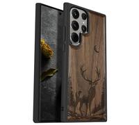 Carveit Wood Case for Galaxy S24 Ultra (Lunar Majesty Stag-Walnut)