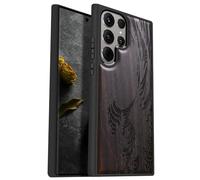 Carveit Wood Case for Galaxy S24 Ultra - Natural Wood & Black Soft TPU - Shockproof Protective Cover - The Great Wave Off Kanagawa - Black