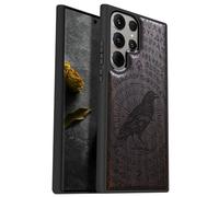 Carveit Wood Case for Galaxy S24 Ultra - The Haloed Crow - Black