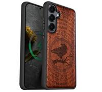 Carveit Wood Case for Galaxy S25 (Runic Raven Wisdom) Rosy