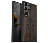 Carveit Wood Case for Galaxy S25 Ultra 2025 [Natural Wood & Black Soft TPU] Shockproof Protective Cover Unique Wooden Case Compatible with Samsung S25 Ultra (The Guiding Vegvisir-Blackwood)