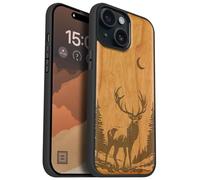Carveit Wood Case for iPhone 15 (Lunar Majesty Stag) - Cherry