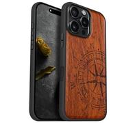 Carveit Wood Case for iPhone 16 Pro Max (Compass Quest -Red Wood)