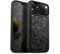Carveit Wood Case for iPhone 17 Pro (Devil's Fury) Blackwood | Magnetic iPhone 17 Pro Case - Compatible with MagSafe Wireless Chargers - Engraved Wood with Soft TPU Shockproof Bumper