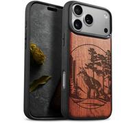 Carveit Wood Case for iPhone 18 Pro Max - The Enchanting Fox - Rosy | Magnetic iPhone 18 Pro Max Case - Compatible with MagSafe Wireless Chargers - Engraved Wood with Soft TPU Shockproof Bumper