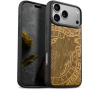 Carveit Wood Case for iPhone 18 Pro - Runic Raven Call - Cherry | Magnetic iPhone 18 Pro Case - Compatible with MagSafe Wireless Chargers - Engraved Wood with Soft TPU Shockproof Bumper