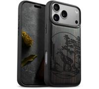 Carveit Wood Case for iPhone 18 Pro - The Enchanting Fox - Black | Magnetic iPhone 18 Pro Case - Compatible with MagSafe Wireless Chargers - Engraved Wood with Soft TPU Shockproof Bumper