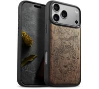 Carveit Wood Case for iPhone 18 Pro - The Medusa Enigma - Walnut | Magnetic iPhone 18 Pro Case - Compatible with MagSafe Wireless Chargers - Engraved Wood with Soft TPU Shockproof Bumper
