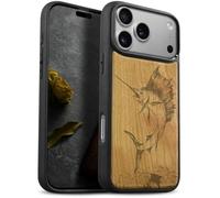 Carveit Wood Case for iPhone 18 Pro - The Soaring Marlin - Cherry | Magnetic iPhone 18 Pro Case - Compatible with MagSafe Wireless Chargers - Engraved Wood with Soft TPU Shockproof Bumper