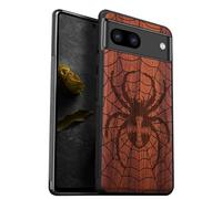 Carveit Wood Case for Pixel 8 Case [Natural Wood & Black Soft TPU] Shockproof Protective Unique Wooden Cover Compatible with Google Pixel 8 (Web Weaver's Dominion-Rosy)