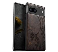 Carveit Wood Case for Pixel 8 - Natural Wood & Black Soft TPU - Shockproof Protective Cover - Unique Wooden Case - Compatible with Google Pixel 8 - Sea Wave-Blackwood