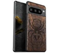 Carveit Wood Case for Pixel 8 Pro Case [Natural Wood & Black Soft TPU] Shockproof Protective Unique Wooden Cover Compatible with Google Pixel 8 Pro (Web Weaver's Dominion-Walnut)