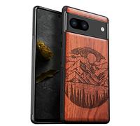 Carveit Wood Case for Pixel Pixel 7a (Alpine lake-Red Wood)