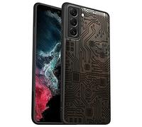 Carveit Wood Case for Samsung Galaxy S21 5G Case Slim Thin Real Wood Handmade Soft TPU Bumper Shockproof Hybrid Protective Case Cover Deadwood Pattern Engraved Phone Case (Motherboard-Blackwood)