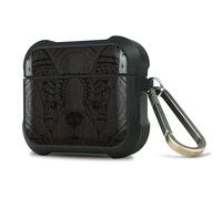 Carveit Wooden Case for AirPods 4 Case (2024) (USB-C) 4th Generation, Wood Artisan Engraved & TPU Shockproof Cover, Titanium Quick Released Clasp (The Dog Amidst Zendoodle) Blackwood