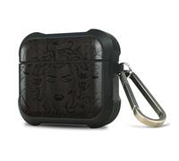 Carveit Wooden Case for AirPods 4 Case (2024) (USB-C) 4th Generation, Wood Artisan Engraved & TPU Shockproof Cover, Titanium Quick Released Clasp (Medusa Enigma) Blackwood