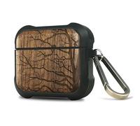 Carveit Wooden Case for AirPods 4 Case (2024) (USB-C) 4th Generation, Wood Artisan Engraved & TPU Shockproof Cover, Titanium Quick Released Clasp (Eternal Tree) Walnut