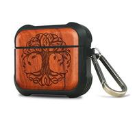 Carveit Wooden Case for AirPods 4 Case (2024) (USB-C) 4th Generation, Wood Artisan Engraved & TPU Shockproof Cover, Titanium Quick Released Clasp (The Celtic Tree of Life) Rosy