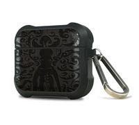 Carveit Wooden Case for AirPods 4 Case (2024) (USB-C) 4th Generation, Wood Artisan Engraved & TPU Shockproof Cover, Titanium Quick Released Clasp (The Octopus's Nocturne) Blackwood