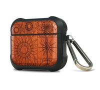 Carveit Wooden Case for AirPods 4 Case (2024) (USB-C) 4th Generation, Wood Artisan Engraved & TPU Shockproof Cover, Titanium Quick Released Clasp (The Spirograph Mandala Mosaic) Rosy